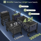 HIKEMOON 34'' Extra Long Folding Portable Wagon, 120L 360LBS Purple - Image 3