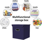Closet Organizers Fabric Storage Bins With Lids Collapsible Cube Storages Organizer Basket With Handles,Storage Boxes for Clothes Storage,Office,Toys,3 Pack,（Navy Blue - Image 3
