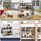 LEMIKKLE Large Countertop Organizer for Bathroom Counter, Bathroom Organizers and Storage, Under Sink Organizer Spice Rack Organizer for Kitchen with Basket(Black) - Image 6