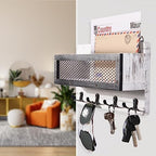 ADIIL Mail and Key Holder for Wall Decorative, Wooden Wall Mount Key Rack Hanger Organizer with 4 Double Key Hooks, Rustic Home Decor for Entryway Hallway, White - Image 2