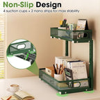 Under Sink Organizer, 2-Tier Pull-Out Cabinet Storage Shelf, Dark Green - Image 7