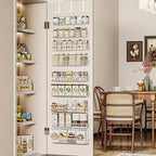 JKsmart 9-Tier Spice Rack Organizer with Door Hook, Wall Mount, and Extra Large Capacity for Pantry – Stylish White Design for Effortless Organization, Ultimate Kitchen Storage Solution - Image 4