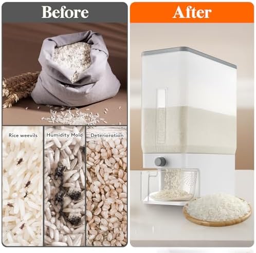 Lifewit Rice Dispenser 25 Lbs, Airtight Storage with Measuring Cup, Clear - Image 5
