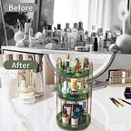Asayuee 360 Rotating Perfume Organizer,3 Tier Large Capacity Make Up Organizers and Storage,Makeup Organizer for Bathroom,Cosmetic Perfume Stand Holder (Green-3 Tier) - Image 4