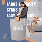 Caroeas Super Large 150L Laundry Basket Pro, Waterproof Laundry Hamper, Collapsible Laundry Basket Easy Storage, Clothes Hamper Stands Up Well, Laundry Bag with Padded Handles (Light Grey) - Image 2