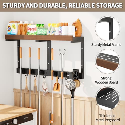 Broom and Mop Organizer Wall Hanging, Broom Hanger Holder Wall Mount - Image 3