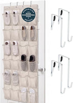 GORILLA GRIP Over the Door Shoe Organizer, 24 Large Pockets, Linen | Breathable Mesh Pocket, Space Saving Hanging Storage Holder, Closet Rack Hanger for Shoes, Pantry and Bathroom Accessories by Unknown