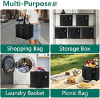 Reusable Grocery Bags Foldable 4-Pk, Heavy Duty Large Reusable Shopping Bags with Handles, Collapsible Tote - Image 4