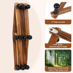 Accordion Wall Hanger, Wood Expandable Wall Mounted Hanger with 10 Hooks for Coats,Hats,Coffee Mug Ect,1 Pack Included,10 Pegs, Walnut Color,Retro Style - Image 2