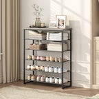 HOOBRO Shoe Rack, 6-Tier Shoe Organizer, for 18-24 Pairs of Shoes, Large Capacity Shoe Storage Shelf, for Entryway, Closet, Hallway, Dorm Room, Industrial, Greige and Black BG67XJ01G1 - Image 2