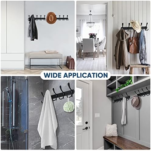TICONN Wall Mounted Coat Rack, Five Heavy Duty Tri Hooks All Metal Construction for Jacket Coat Hat in Mudroom Entryway (Matte Black, 2-Pack) - Image 6