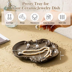 LYEOBOH Jewelry Dish Tray, Ceramic Jewelry Dish, Key Bowl, Decorative Plate, Gifts for Women Best Friend Sister, Retro, Vintage, on Mother's Day, Valentine's Day Christmas, Wedding Gifts, Brown - Image 2