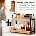 Bathroom Vanity Organizer Countertop 2-Tier Waterproof 20+ Bottles 8 Hooks - Image 3