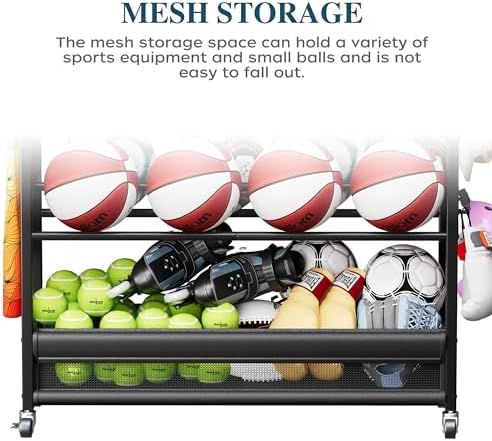 Homeiju Sports Equipment Organizer, Double Ball Storage Rack - Image 7