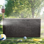 Greesum 100 Gallon Resin Deck Box Large Outdoor Storage, Imitation Rattan Weave Texture for Patio Furniture, Garden Tools, Pool Supplies, Weatherproof and UV Resistant, Lockable, Dark Brown - Image 3