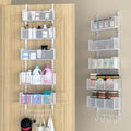 VyGrow Over The Door Organizer, Metal Door Organizer Hanging with 5 Adjustable Baskets and Coat Hook, Behind The Door Storage for Bedroom Closet Bathroom Pantry Cabinet Kitchen, White by VyGrow