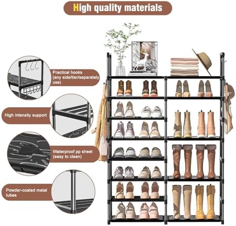 OYREL 8 Tiers Shoe Rack 26-32 Pairs Vertical Large Shoes Organizer - Image 4