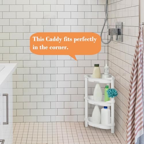 ELYKEN Corner Shower Caddy Standing, 3 Tier Plastic Shower Organizer, White - Image 3