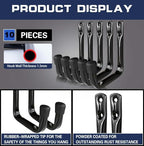 Dreecy 10 Pack Garage Storage J Utility Hooks, Heavy Duty J Utility Hooks Hangers for Garage Wall Hanging Garden Tools, Ladder, Bike, Hose, Black - Image 4