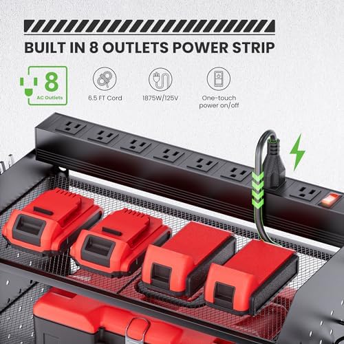 TRZZ Power Tool Organizer Wall Mount, 3-Layer Charging Station, Black - Image 2