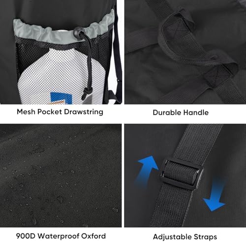 BALEINE 2PK 120L Laundry Bag Backpack, 900D Oxford Fabric Large Travel Laundry Bags with Shoulder Straps and 2 Mesh Pockets for College Dorm, Apartment, Laundromat (Black, 120L) - Image 5