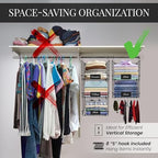 DECOLURE 5-Tier Adjustable Hanging Closet Organizer – Maximize Hanging Storage w/ 4 Hanging Hooks, 8 S Hooks & 5 Name Plates - Sturdy Foldable Wire Storage Hanging Shelves for Clothes, Towels (Black) - Image 3