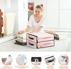 SpaceWhisper Clear Sheet Storage Bags, 4 Pack, 15.7 x 13.8 x 3.9 in | Sheet organizers and storage, zippered closure, thick plastic, reinforced handles, clothes, blankets, under-bed storage - Image 3