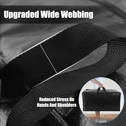 Cosy Family 12 Pack Heavy Duty Moving Bags with Backpack Straps - Strong Handles & Zippers, Storage Totes For Space Saving, Fold Flat, Alternative to Moving Box (X-Large-Set of 12, Black) - Image 2