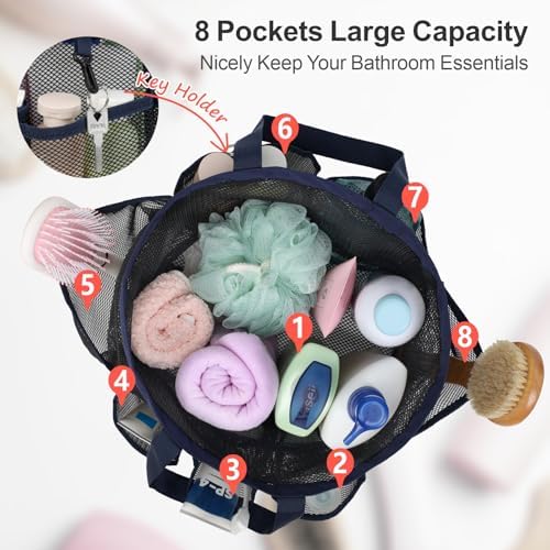 Mesh Shower Caddy Portable with Drawstring - 2-Handle Shower Bag for Dorm - Image 2