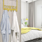 Over The Door Hooks, Towel Holder for Bathroom, Door Mount Towel Rack Towel Hooks for Bedroom Kitchen Pool Beach Towels Bathrobe Wall Mount Hang On The Door Cabinet Cupboard Metal Sandblasted (Gold) - Image 3