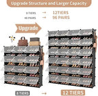 ROJASOP Shoe Storage Cabinet, 12-Tier Shoe Organizer 96 Pairs Extra Large Plastic Shoe Rack with Covers Portable Shoe Rack Organizer with Doors Big Shoe Rack for Closet Entryway Bedroom - Image 4