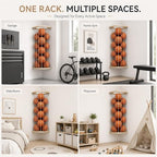 Garage Ball Storage Rack with Wood Frame, Wall Mount Corner Organizer - Image 7