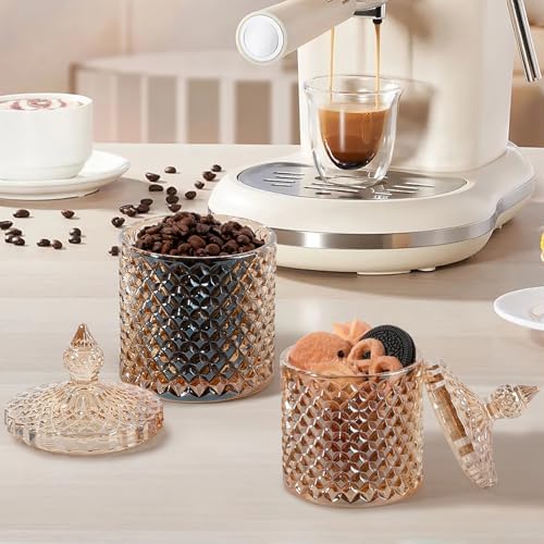 2 Pack Qtip Holder Apothecary Jars with Lid, Small and Large Amber - Image 7