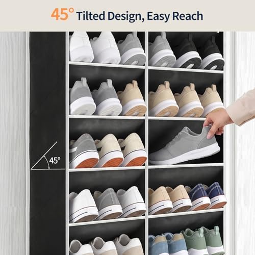 Yecaye 30 Pairs Over the Door Shoe Organizer, Large Capacity Hanging Shoe Rack for Door Hanger with Deep Pockets, Heavy Duty 10 Tier Shoe Holder for Sneakers Boots Heels College Dorm Essentials, Black - Image 3