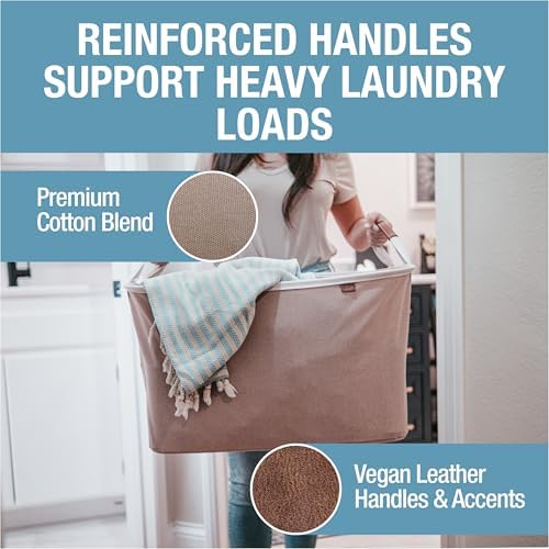 Collapsible Fabric Laundry Basket Premium, Mocha, 2 Pack - Image 4