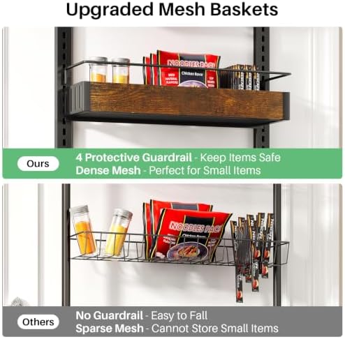 SNTD 8 Tiers Wooden Over Door Organizer, 17" W x 6" D x 69" H, Rustic Brown - Image 5