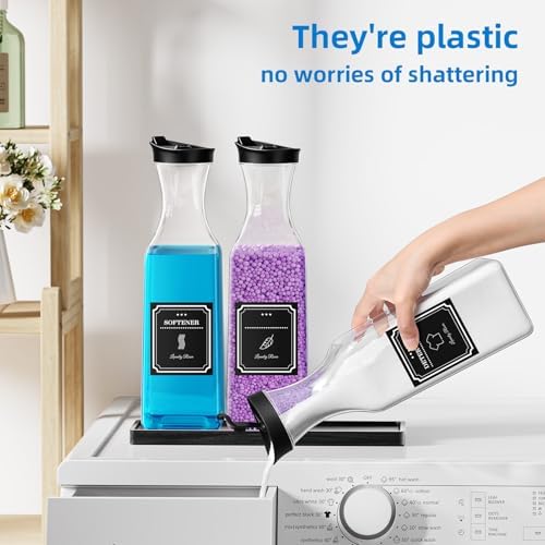 54oz Laundry Detergent Dispenser,Liquid Container with Black Wood Tray - Image 3