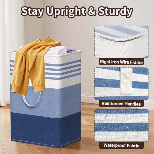 WOWBOX 2 Pack Laundry Baskets, Collapsible Dirty Clothes Laundry Hampers - Image 3