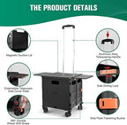 FELICON SELORSS Folding Utility Cart Portable Rolling Crate Handcart-Black - Image 3