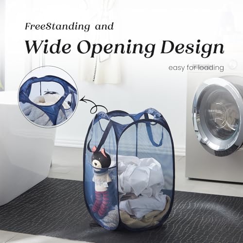 Collapsible Mesh Laundry Basket with Side Pocket & Sturdy Handles - Image 4