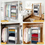 4-Shelf Hanging Closet Organizer and Storage with Side Pockets, Collapsible Closet Hanging Shelves for Storage, Grey - Image 6