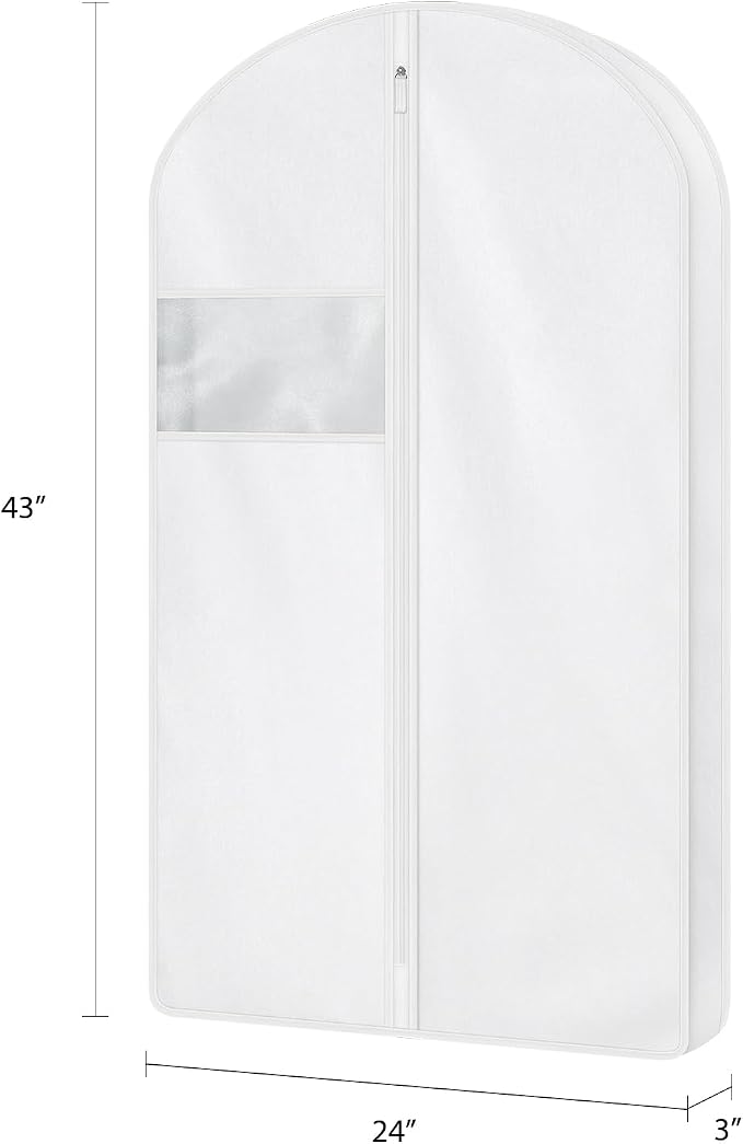 43 Inch Cotton Garment Bag for Hanging Clothes, 3 Pack Suit Bag - Image 2