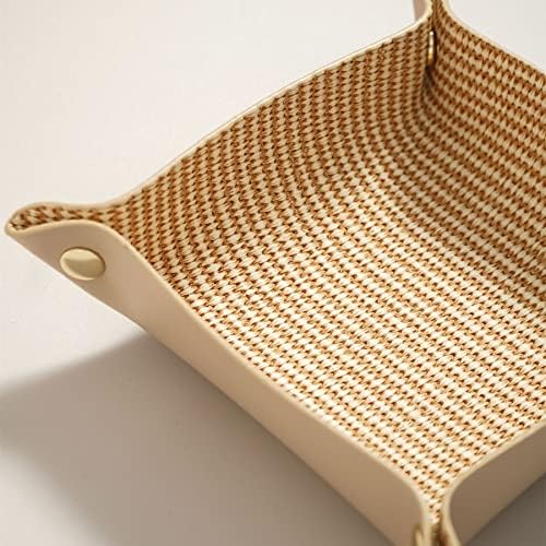 OLETHA Foldable Valet Tray, Travel Essentials, Rattan Embossed, Beige - Image 3