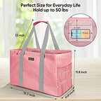 BALEINE Soft 9 Gallon Extra Large Utility Tote, Foldable Reusable Storage Bag (Peach Pink) - Image 4