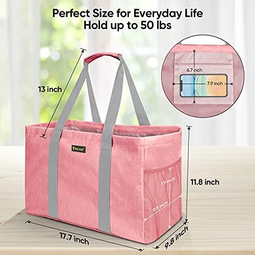 BALEINE Soft 9 Gallon Extra Large Utility Tote, Foldable Reusable Storage Bag (Peach Pink) - Image 4