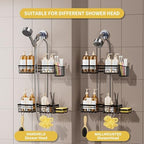 DAOYA Shower Caddy Hanging - Shower Caddy for Handheld Shower Heads with Soap holder, Toothbrush Holder & Suction Hook, Universal 0.82-inch Fit with Non-Slip Rubber Pad, Black - Image 2