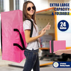 Cosy Family 8 Pack Heavy Duty Extra Large Moving Bags with Backpack Straps - Strong Handles & Zippers, Storage Totes For Space Saving, Fold Flat, Alternative to Moving Box, Pink - Image 7