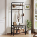 NEWBULIG Coat Rack, Hall Tree with Shoe Bench, 4-in-1 Entryway Organizer with 10 Hooks and Storage Shelf, Rustic Wood Entryway Bench for Mudroom, Living Room, Bedroom, Grey by NEWBULIG
