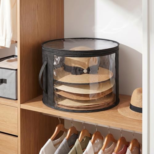 Bremorou Hat Boxes for Women Storage Clear Hat Storage Box Cowboy Hats Organizer for Travel and Wardrobe Holds Up to 7 Caps Wide Brims Hat Case with Carrying Handles (Black) - Image 7