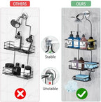 DAOYA Over the Shower Head Caddy with 2 Baskets & Soap Holder, Non-Slip Design for 0.82-Inch Showers, Black, Stainless Steel - Image 5